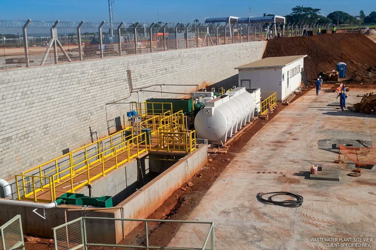 Estação de tratamento de efluentes com reuso de água implantada pela Ecosan no aeroporto de Goiânia