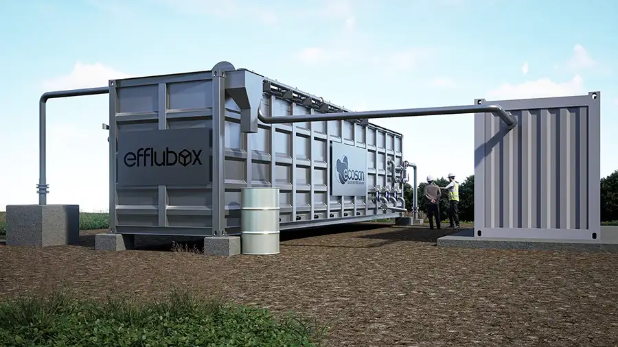 Efflubox: detalhe da estrutura modular em aço inoxidável AISI 316L