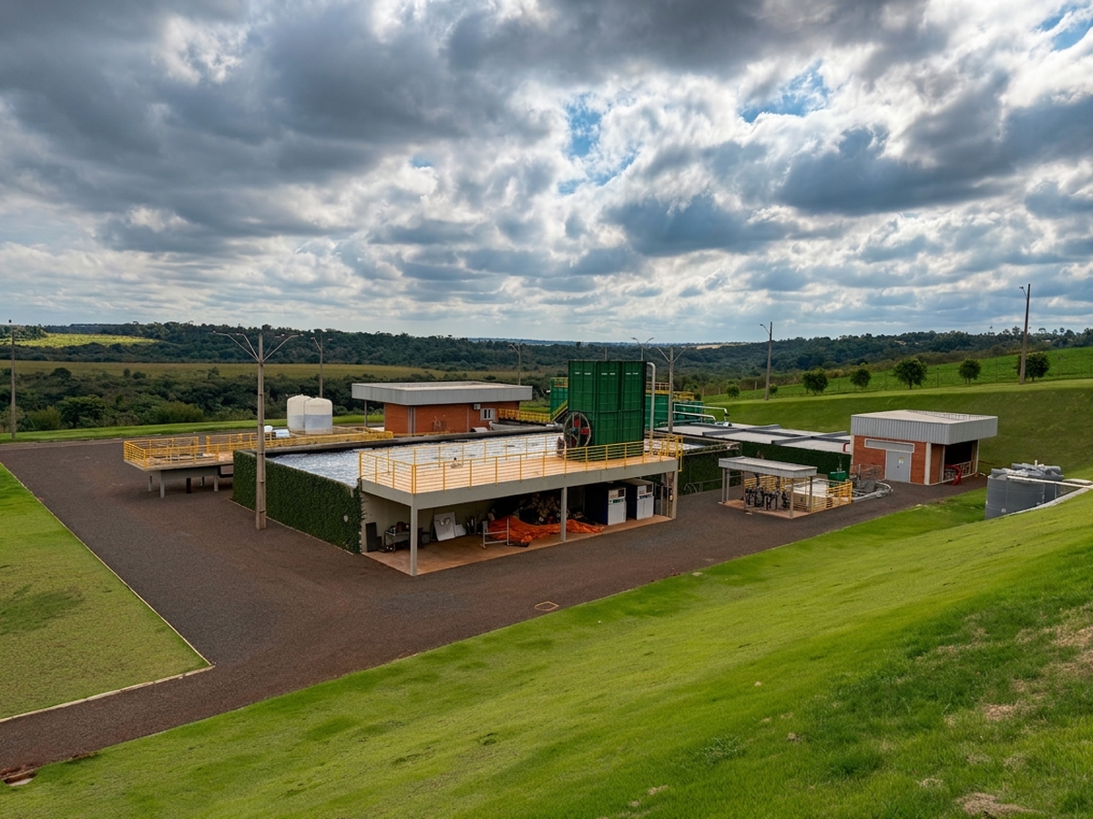 Vista geral da estação de tratamento de efluentes da Lunelli no Paraguai